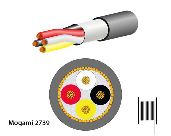 Mogami 2739-48 miniatur cable, 4-wire (4x #33AWG)