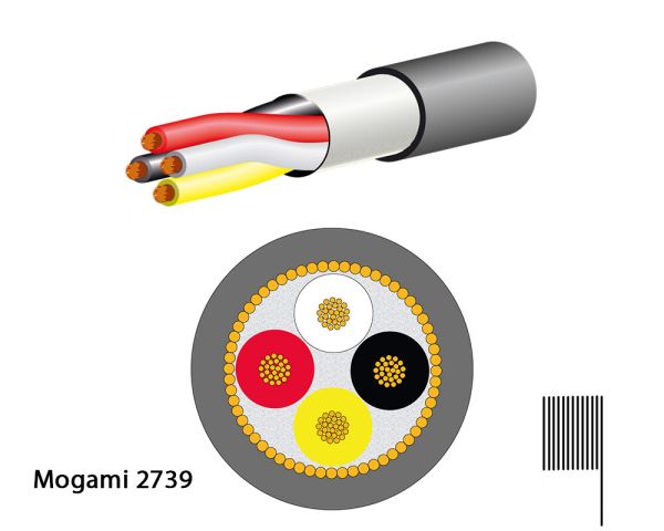 Mogami 2739-08 miniatur cable, 4-wire (4x #33AWG)