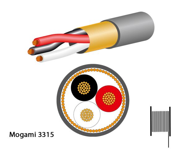 Mogami 3315-48 miniatur cable, UL Standard, 3-wire (3x #32AWG)