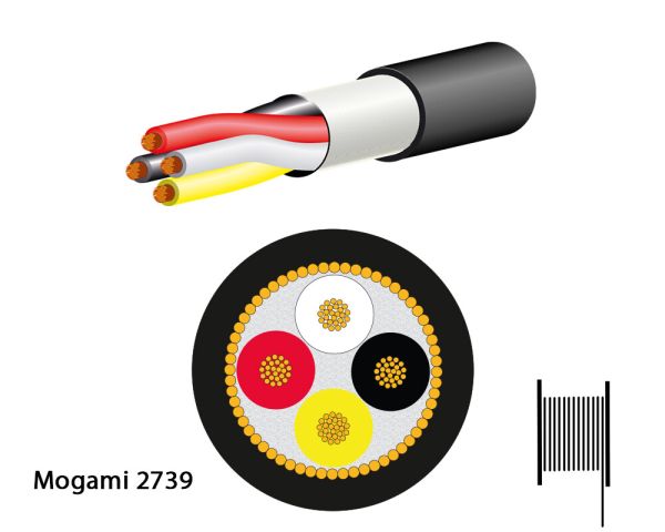 Mogami 2739-40 miniatur cable, 4-wire (4x #33AWG)