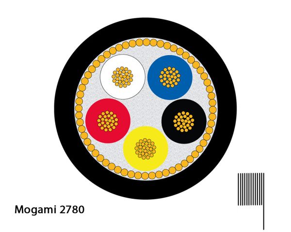 Mogami 2780-00 miniatur cable, 5-wire (5x #33AWG)