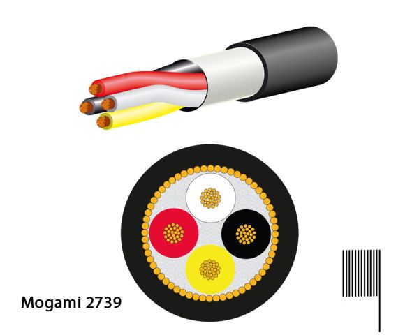 Mogami 2739-00 miniatur cable, 4-wire (4x #33AWG)